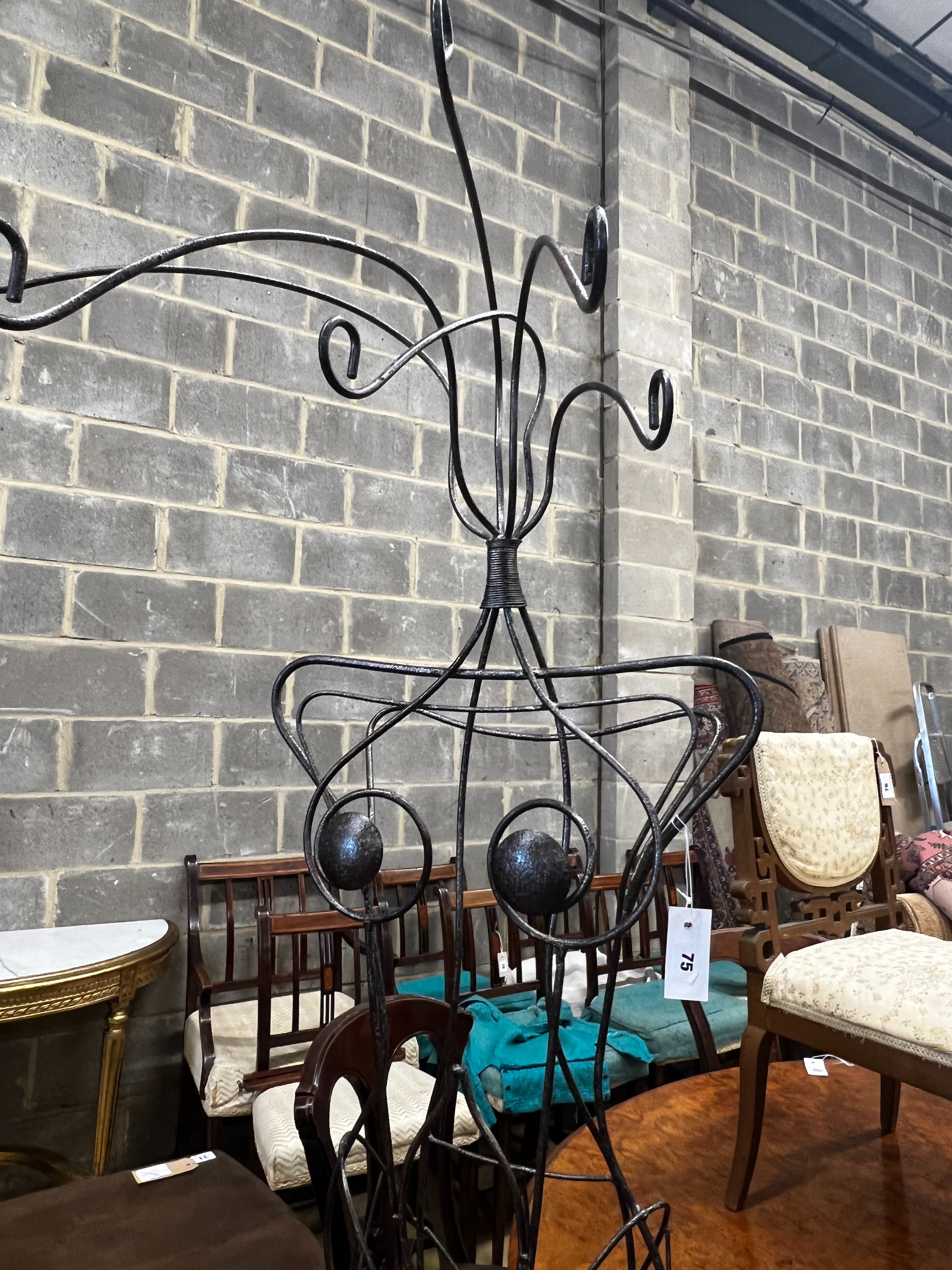 A contemporary wrought iron mannequin, height 185cm